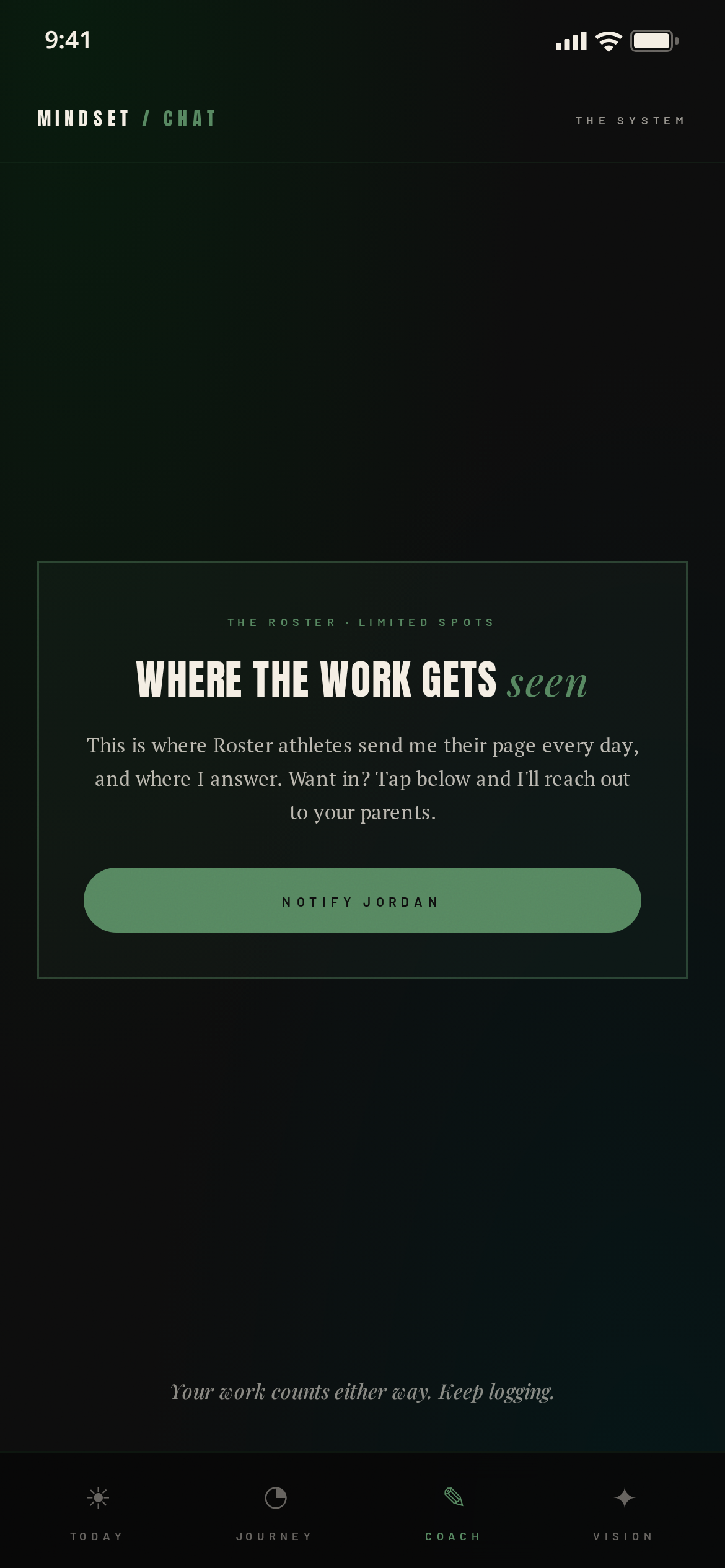 The System chat tab