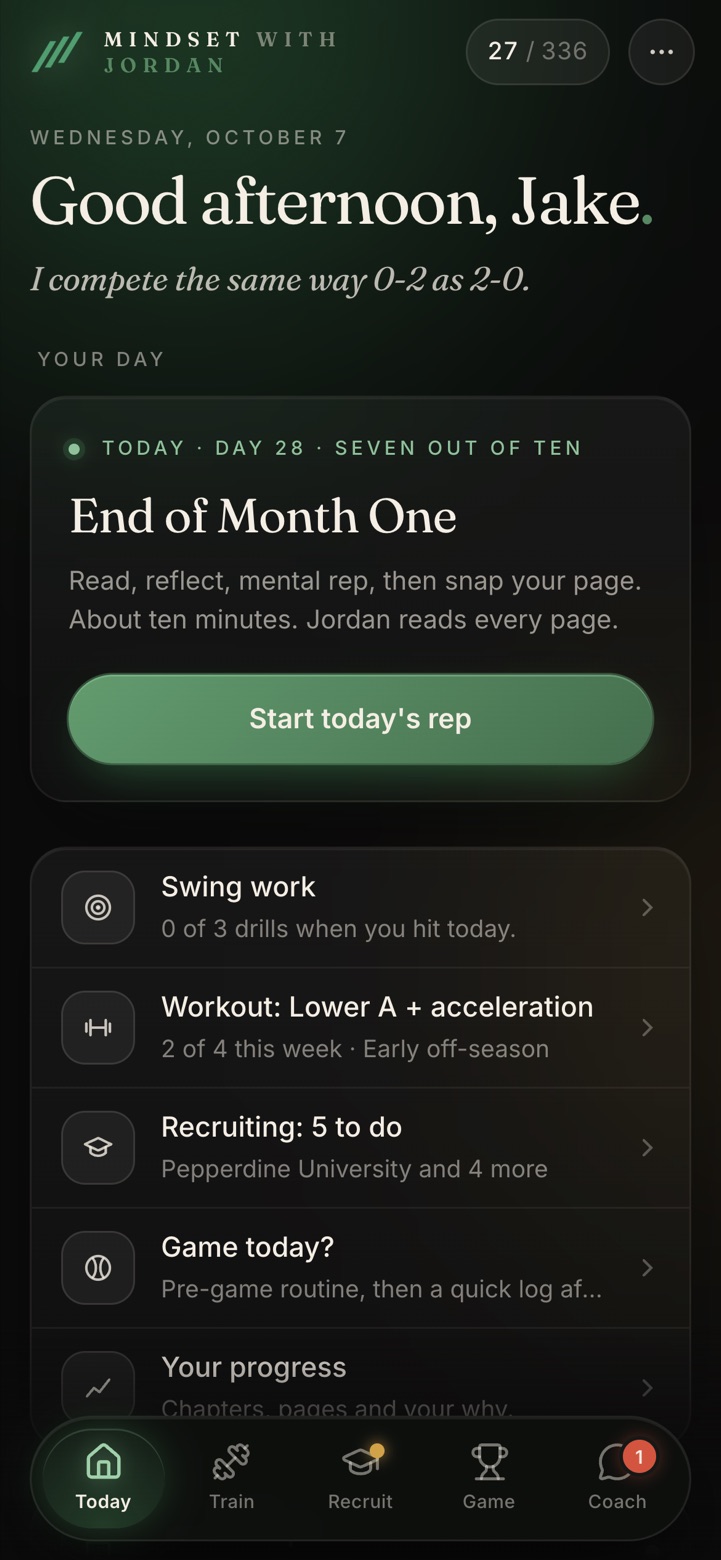 Today in the athlete app (demo account)