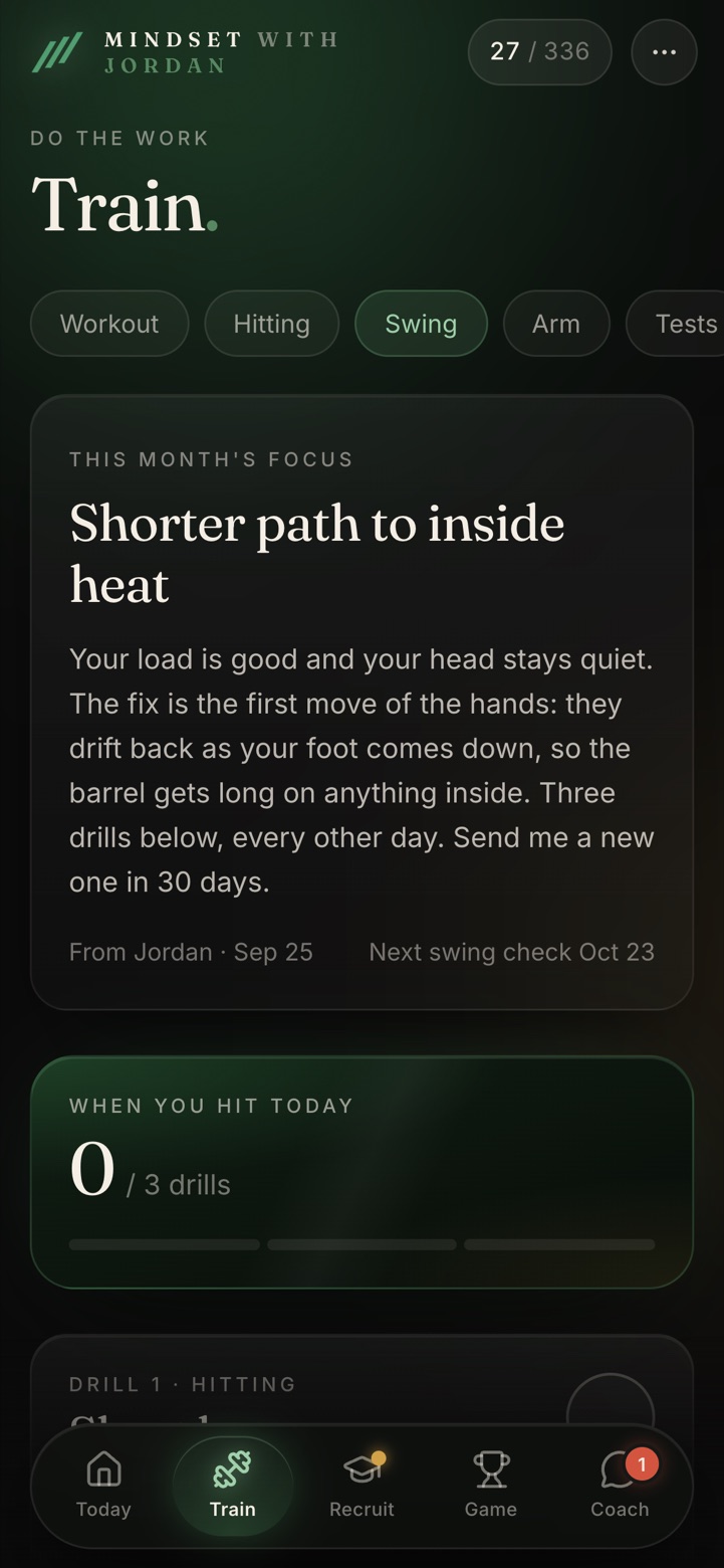 Swing breakdown in the athlete app (demo account)