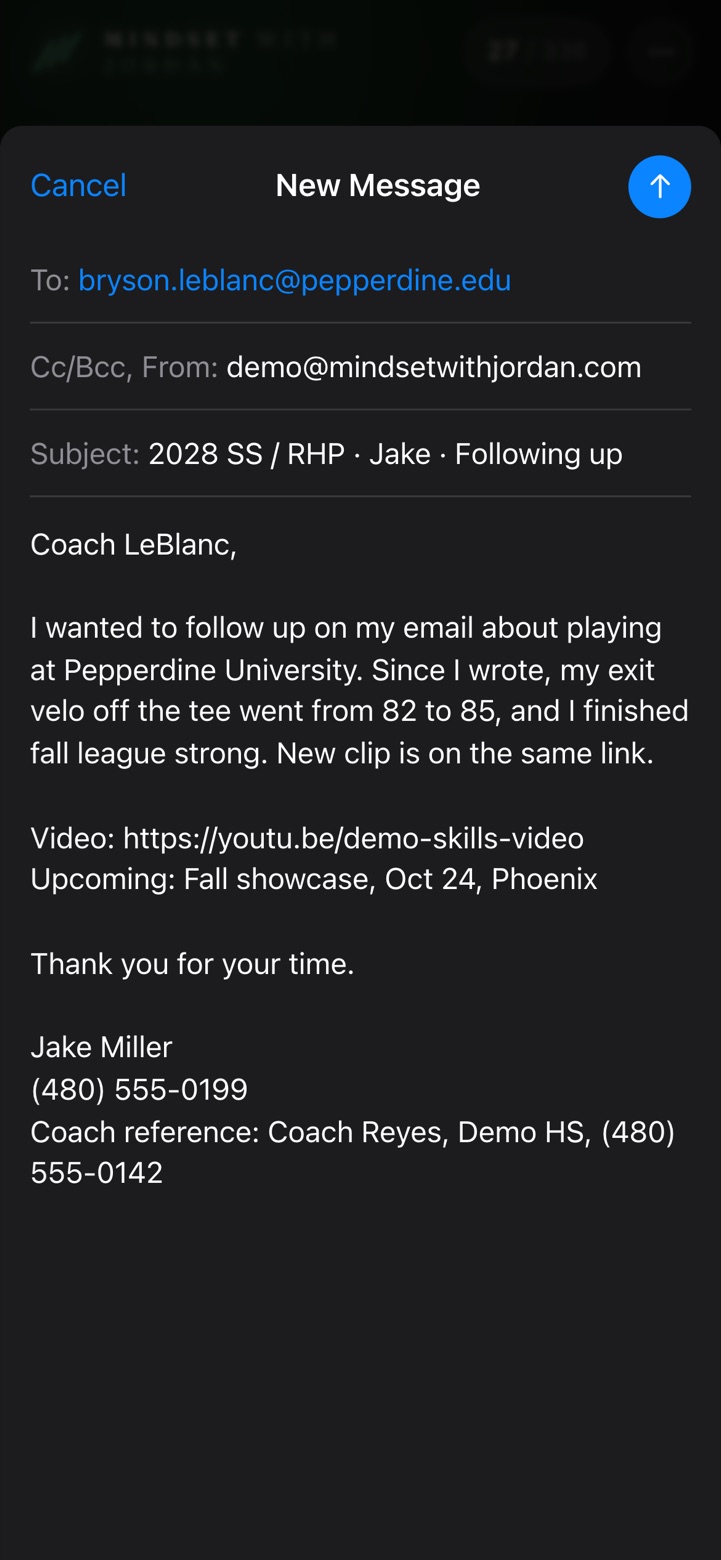 The email in the athlete app (demo account)