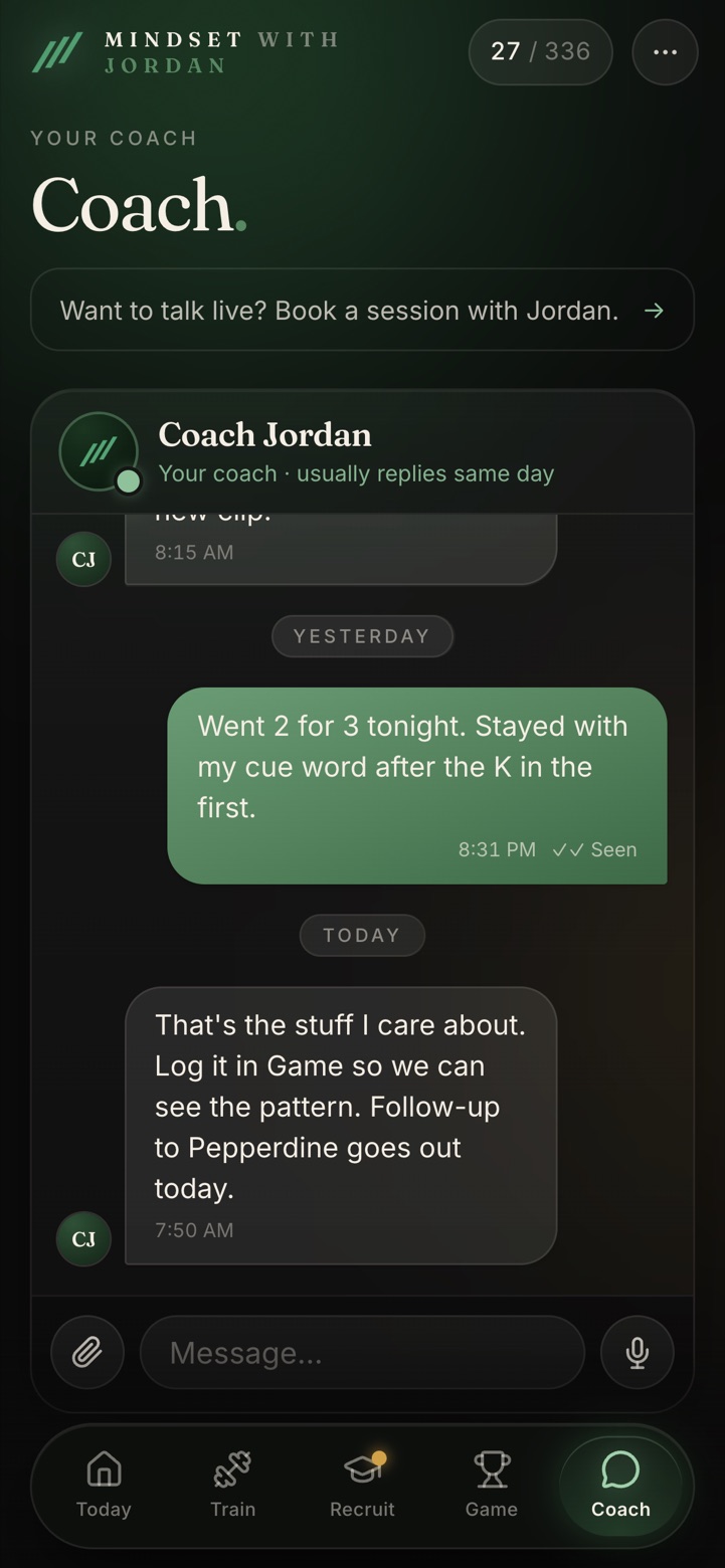 Coach chat in the athlete app (demo account)